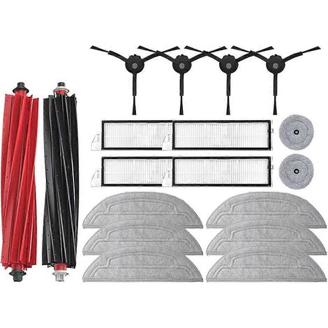 Pièces détachées pour aspirateur robot Roborock S8 Pro Ultra : brosse principale, filtre HEPA, lingette de nettoyage, sac à poussière et balai. (1/5)