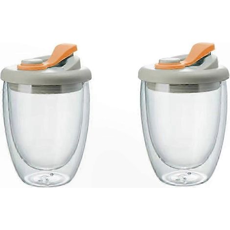 Tasse en verre isotherme avec couvercle étanche pour café, thé et jus d'orange (1/5)