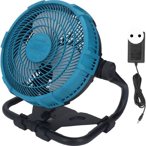 Ventilateur de chantier 12 pouces, vitesse réglable, angle orientable, faible bruit, portable, sans fil, alimenté par batterie, prise EU 100‑240V (1/5)