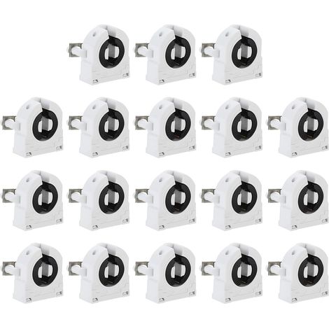 T8 Support de Lumière Fluorescente, 18 Pcs G13 Base de Lampe Douille de Tube Fluorescent LED, 250V Remplacement du Support de Lampe de Type Tournant Non Shunté, 27x31x18mm (1/5)