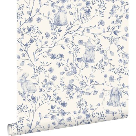 papier peint lapins bleu - ESTAhome