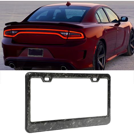 Cadre de plaque d'immatriculation en fibre de carbone forgée, conforme aux normes américaines, pour Dodge Challenger Charger (1/5)