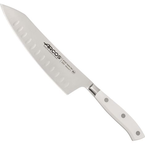Arcos Rocking Santoku Messer aus der Riviera Blanc Serie, 18 cm NITRUM® Klinge aus rostfreiem Stahl und Polyoxymethylen (POM) Griff. (1/5)