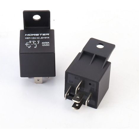 Relais automobile JD1914 12 V, 40 A, boîtier plastique 4/5 broches relais automobile 24 V 12 V 5 broches (lot de 5), à bobine unique et à verrouillage kit de relais combiné 12 V 5 broches à boîtier (1/4)