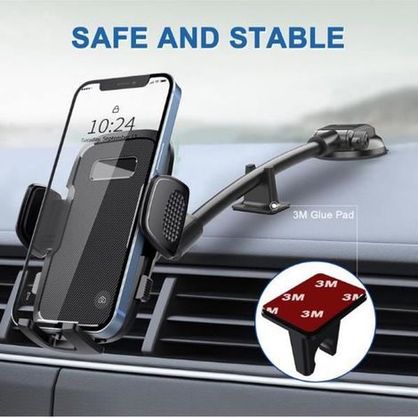 Support Telephone Voiture Ventouse,Support Portable Voiture de Téléphone Rotatif à 360 degrés avec Gel Silicone Collant Puissant (1/4)