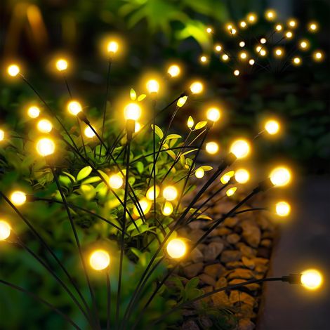 Lampes solaires de jardin, 40 LED, style luciole, pour extérieur. Idéales pour décorer cour, terrasse, allée. Lot de 4, lumière chaude. (1/5)