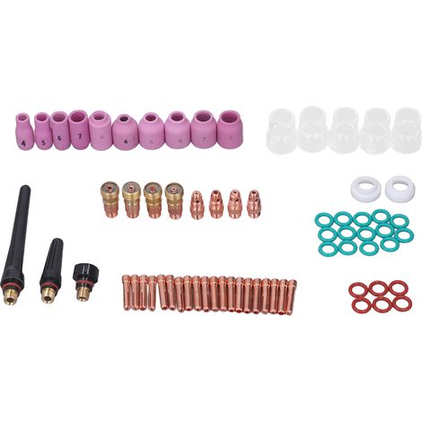 Kit 68 pièces accessoires soudure TIG, verre, connecteur, électrode, bobine PTFE, capot avant pour WP 17 18 26 (1/5)