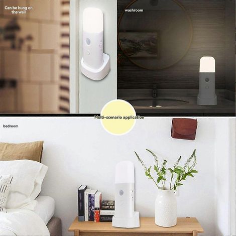 Veilleuse à détecteur de mouvement, veilleuse LED à intensité variable, idéale pour l'éclairage de la chambre et du couloir, lumière chaude. (1/5)
