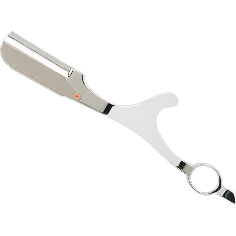 Rasoir de coiffeur à lame droite en alliage de zinc, rasoir professionnel rotatif pour homme, argent (1/5)