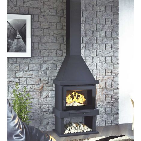 Chimenea Leña con Turbina Tangencial FM Modelo C-300 TFK Interior Fundición y Cristal Serigrafiado. (1/2)
