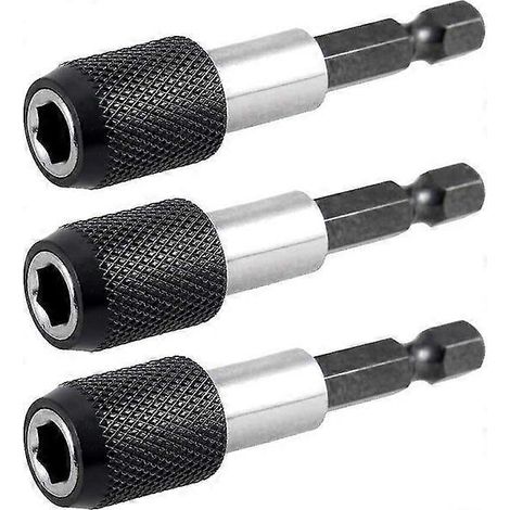Lot de 3 rallonges hexagonales autobloquantes à dégagement rapide de 60 mm avec base magnétique pour tournevis et forets (1/5)
