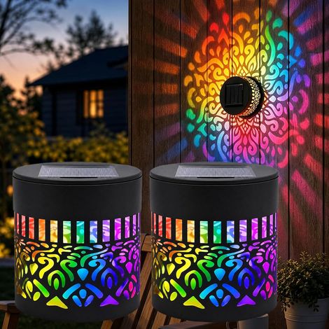 2 pièces lumière de clôture solaire en métal, mur extérieur, terrasse, étape éclairage solaire, motif Mandala, jardin, Cour, arrière - Cour colonne étanche clôture lumière (1/5)