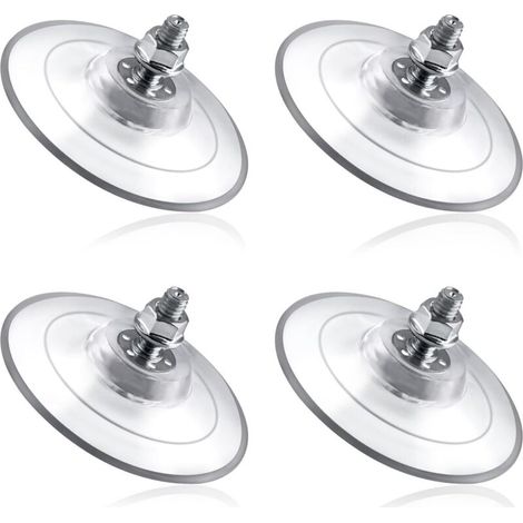 Lot de 4 grandes ventouses avec écrou à vis M8 de 85 mm en PVC transparent - Ventouses en verre extra fortes et épaisses