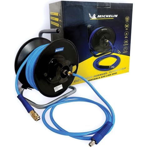Michelin – Enrouleur pneumatique 20 mètres – Pression max 12 bars – Raccord rapide universel – Consommation d'air 170 L/min