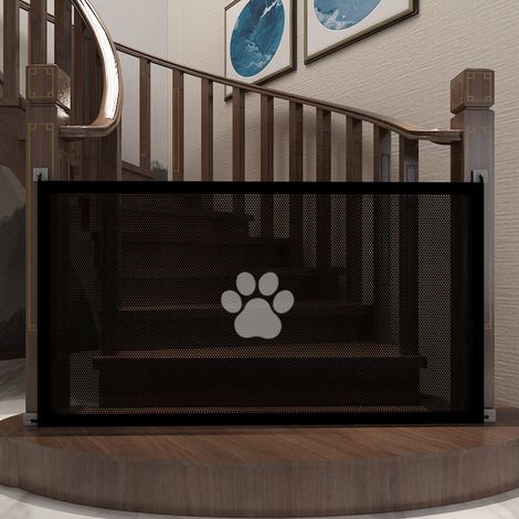Barrière de Sécurité pour Bébés et Chiens(18078cm) Barrière pour chien , Barriere de Securite pour Escaliers Enfant ou Animaux de Compagnie, pour Les Escaliers/Portes/Couloirs, Noir