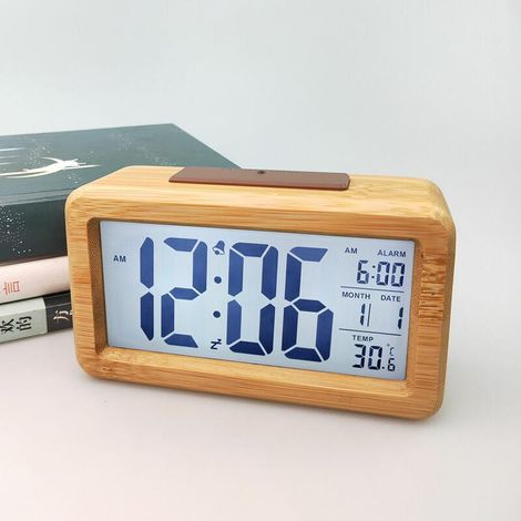 Wecker Radiowecker Vintage Holzwecker Licht Massivholz Mode Smart Clock Elektronische elektronische Uhr Massivholzwecker