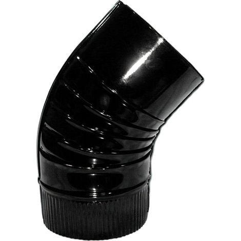 Schwarzer, glasierter Ofenbogen, 110 mm, 45°.