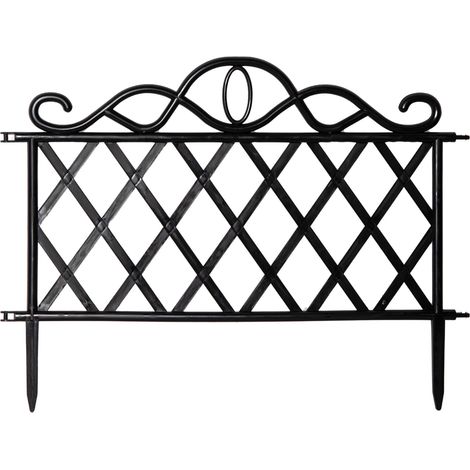 27cm Black Plastic Garden Patio Lawn Border Fence Edging (1/5)