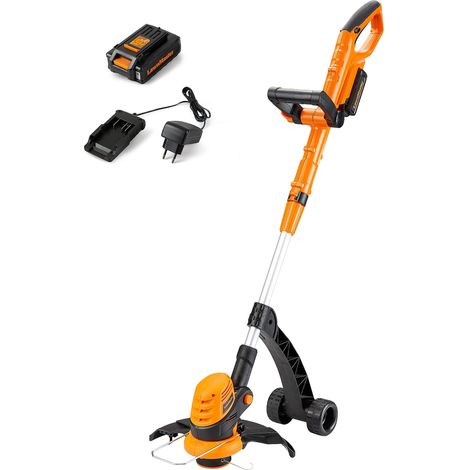 Lawnmaster Decespugliatore Tagliabordi a Batteria 24V 2,0Ah, Stelo in Alluminio Regolabile, Rasaerba Elettrico da Giardino, Diametro Taglio 25 cm e Filo da 1.65 mm - 1Batterie Incluse (1/5)