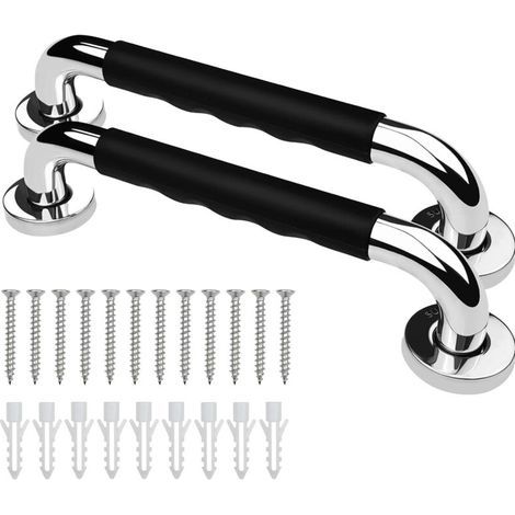 Toilet grab bar, 30cm, set of 2, non-slip bathroom grab bars, shower and bathtub grab rail, stainless steel, support handle for the elderly/disabled/children/pregnant women (1/4)