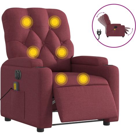 Maison Exclusive - Sillón de masaje reclinable eléctrico tela roj