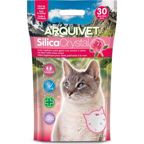 Arena Chat Silica Crystal – Arôme Roses – Capacité : 3,8 L – Litière hygiénique pour Chats, félins parfumé – Capacité absorbante – Aide à éliminer Les odeurs et Les bactéries (1/5)