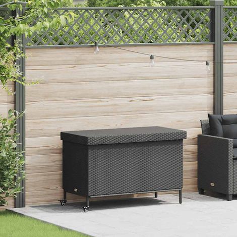 Boîte de rangement de jardin et roues-Coffre de rangement-Stockage Rangement noir résine tressée 856991 (1/5)