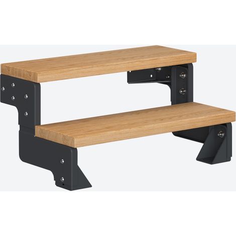 Dolle Modultreppe Gardentop Innen Eiche 2 Stufen 36-44cm Geschosshöhe 75cm Stufenbreite ohne Geländer (1/4)