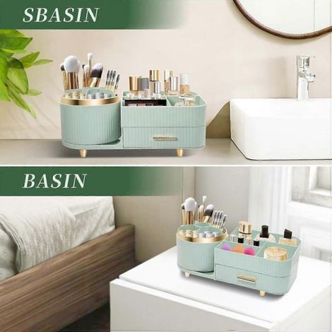 360° rotating multi-functional cosmetic storage rack, dressing table beauty storage box (1/5)
