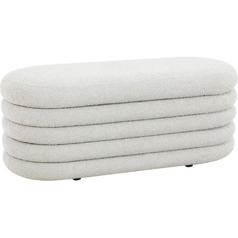 SVITA BLOSSOM XL Hocker mit Stauraum Sitzhocker Ottomane Bouclé-Bezug Weiß