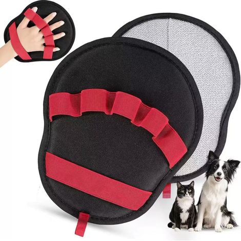 Gant de toilettage pour chats et chiens - Brosse magique électrostatique réutilisable avec 5 doigts, idéale pour canapé, tapis, siège auto, literie, gant de toilettage doux, rouge (1/4)