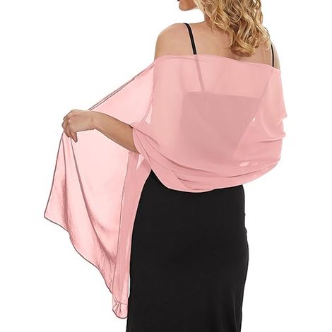 Châle de soirée en mousseline (1 pièce) - 200 x 70 cm, couleur poudre légère (1/5)