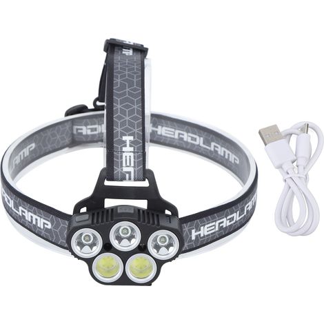 Lampe frontale LED rechargeable haute puissance pour randonnée, pêche, ski et camping (1/5)