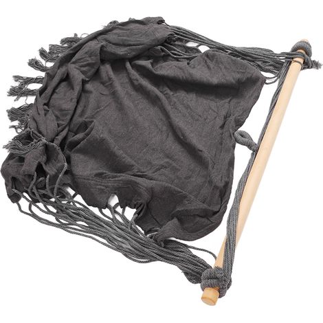 Fauteuil hamac suspendu en toile avec franges et 2 coussins, idéal pour le camping, le balcon, les dortoirs étudiants et la décoration intérieure (gris). (1/5)