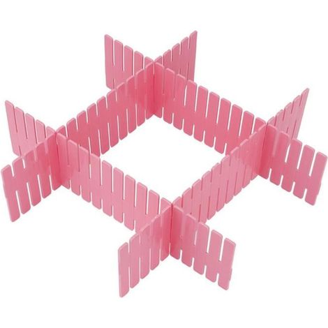 Organisateur de tiroir - - 4 pièces - Plastique - Rose - Séparateurs ajustables (1/4)