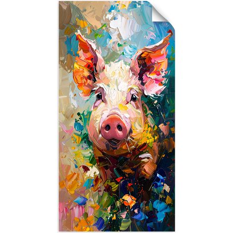 Selbstklebendes Poster – Wandsticker Buntes Schwein Ölfarbe 40x80 cm (1/3)