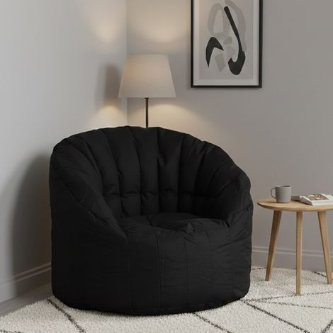 Dmora Fauteuil rond rembourré, couleur noire, Dimensions 80 x 80 x 80 cm (1/3)
