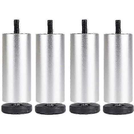 Quatre patins de rehausse de pieds de meubles de 12 cm, compatibles avec les machines à laver/réfrigérateurs/canapés/armoires, argent 26-27 pouces. (1/5)