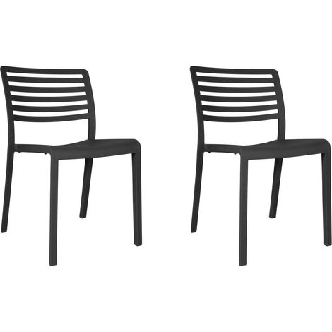 Set 2 sillas interior, exterior gris oscuro LAMA Resol