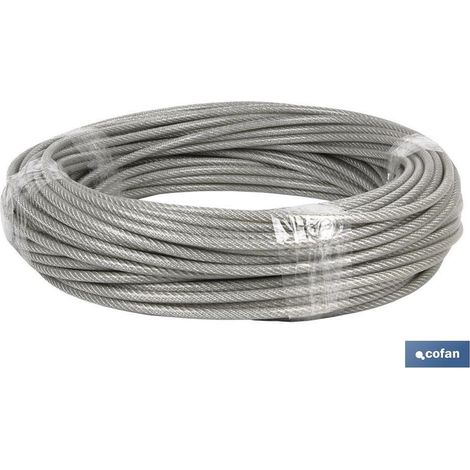 Cavo in Acciaio 6mm 4x6mm 6x7+1 Plastica (50m)