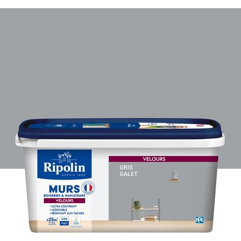 Ripolin – Peinture murale aspect velours 2,5L gris galet – Ultra couvrante pour murs et boiseries – Finition douce et élégante – Fabriqué en France (1/5)