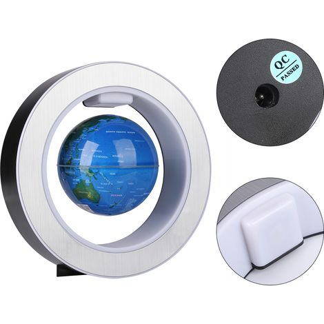 10 cm großer, schwebender Magnetglobus in O-Form mit integrierter LED-Beleuchtung zur Dekoration von Wohn- und Büroräumen (100-240 V, blau, EU) (1/5)