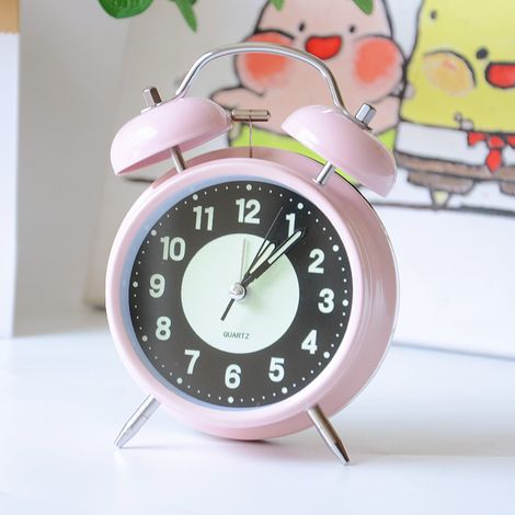 Réveil rétro double cloche silencieux, horloge de chevet sans tic-tac (1/2)