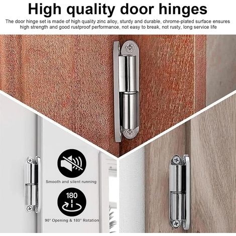 Lot de 3 charnières de porte en bois amovibles à visser pour porte intérieure, boîte, abri de jardin, fenêtre, clôture (longueur 80 mm) en alliage de zinc (1/5)
