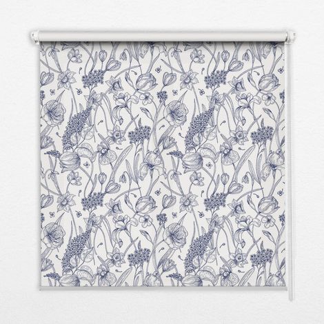 Tenda a Rullo Interna per Finestra - Tenda Filtrante Luce - Tenda Privacy - Tenda Decorativa Rettangolare - Rullo per Interni - (90 cm x 180 cm) - Fiori selvatici (1/5)