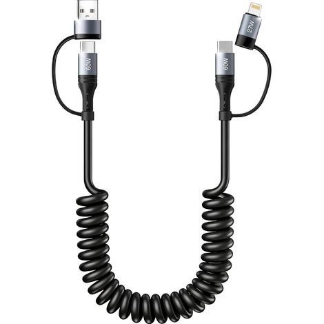 Câble USB C Pour Voiture Spirale,60W Cable USB C vers USB C Charge Rapide (1/5)