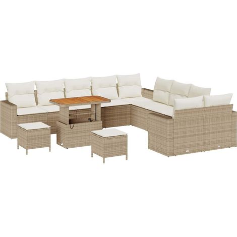 Ensemble de canapé de jardin 17 pcs Mobilier de jardin Beige et crème polyrotin (1/5)