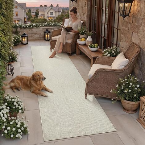 Tapis Exterieur Resistant Pluie 60x240cm Beige Couloir Carpet (1/5)