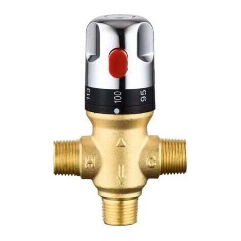 pair Mitigeur thermostatique réglable de salle de bains mitigeur d'eau en laiton vanne de contrle de température de mélange d'eau chaude/froide (1/5)