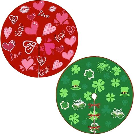 Arbre Skirt - Double Face Imprimé - Décoration de Fête pour Intérieur - Pour Noël Saint Valentin et Saint Patrick - 1 Pièce (1/3)